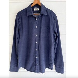 TAYLOR STITCH Organic Cotton Long Sleeved Shirt in Navy Micro Dot - 44/ XL